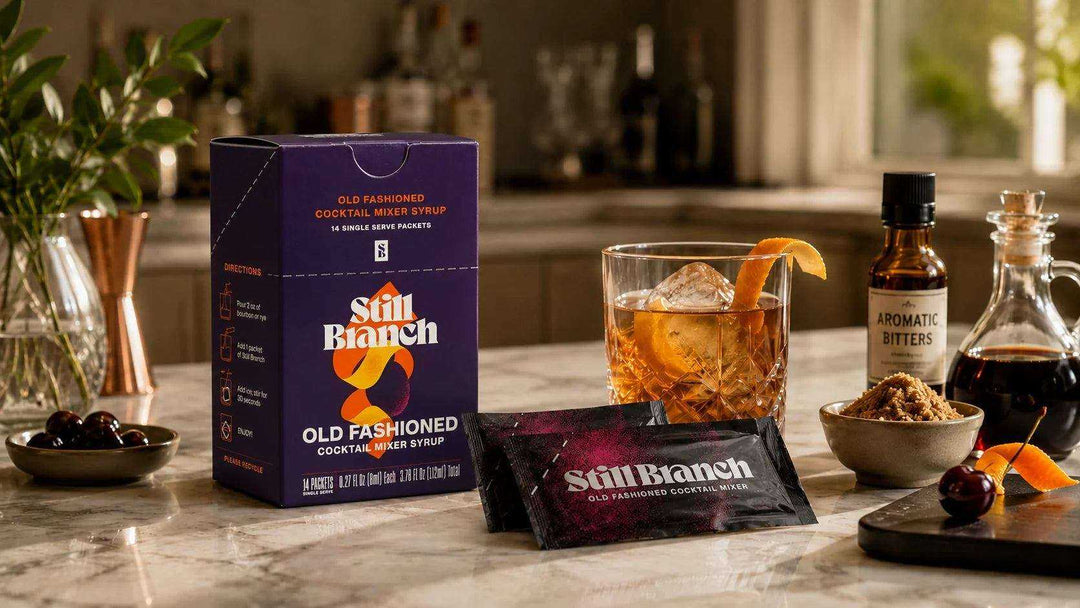 Still Branch Old Fashioned mixer box on a counter